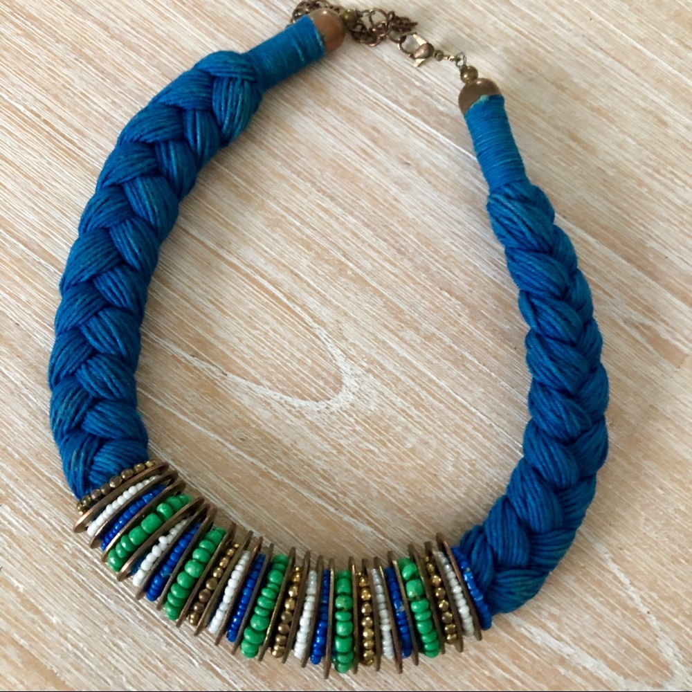 Stunning boho braided and beaded necklace